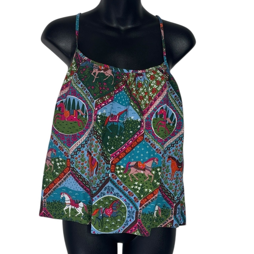 Printfresh Multicolor Horse-Scenic Spaghetti Strap Camisole